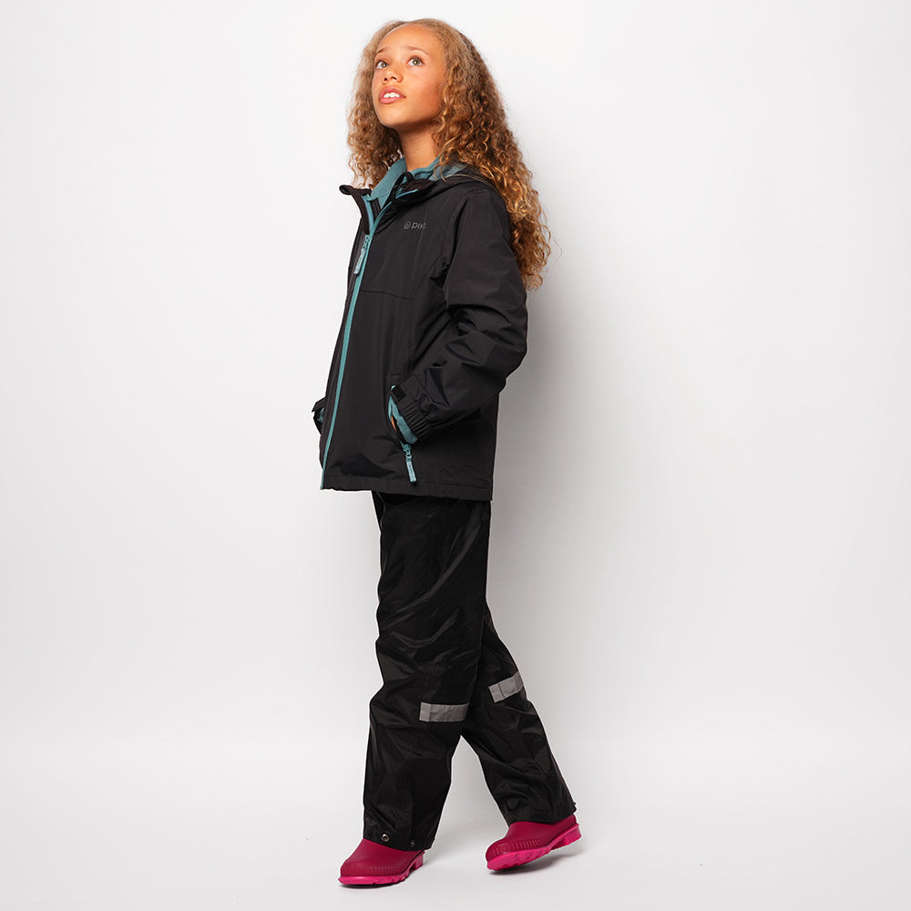 Pika Junior Newt Waterproof Over Trousers (Black/Brittany Blue)