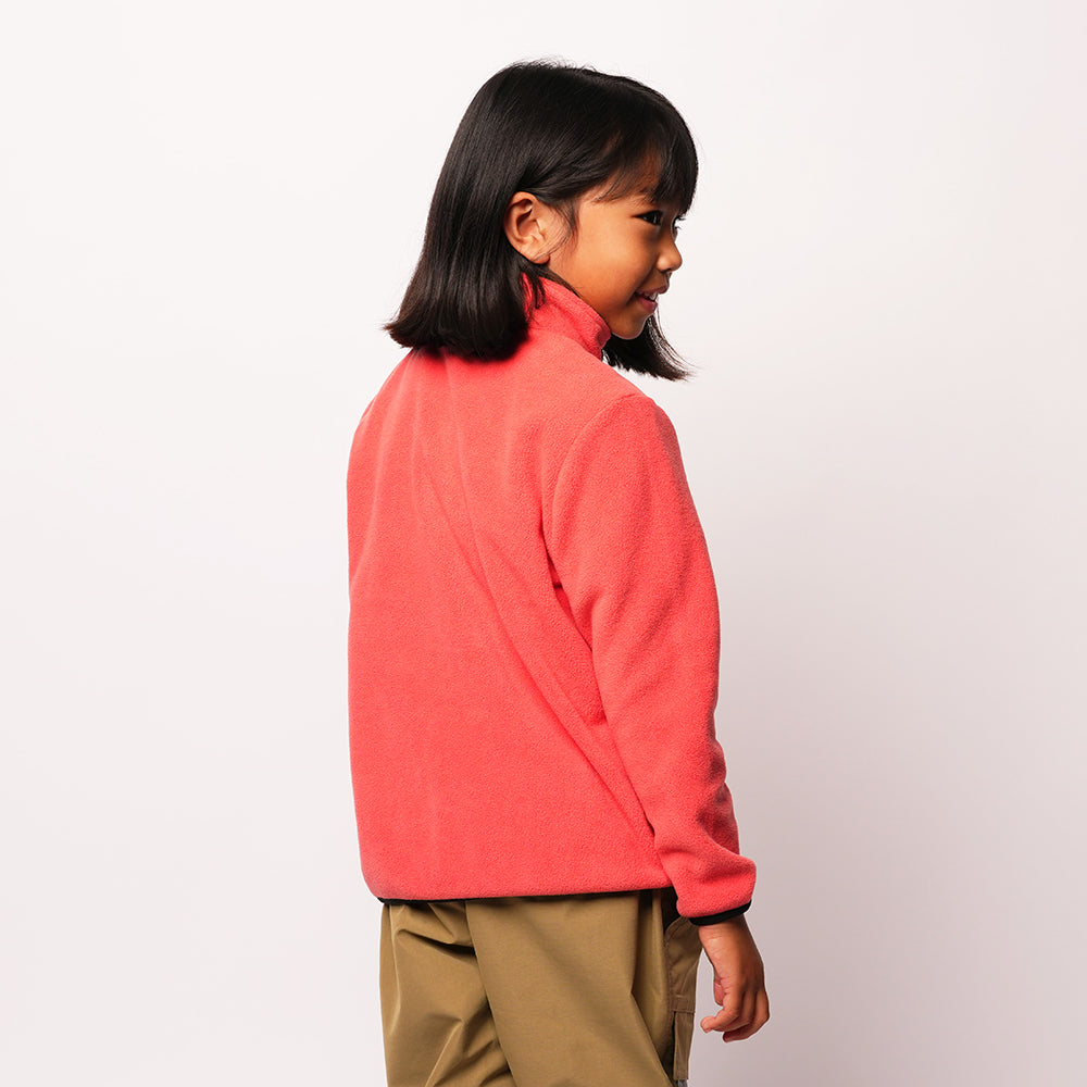 Pika Kids Fox Fleece 1/2 Zip Pullover (Spiced Coral/Black)