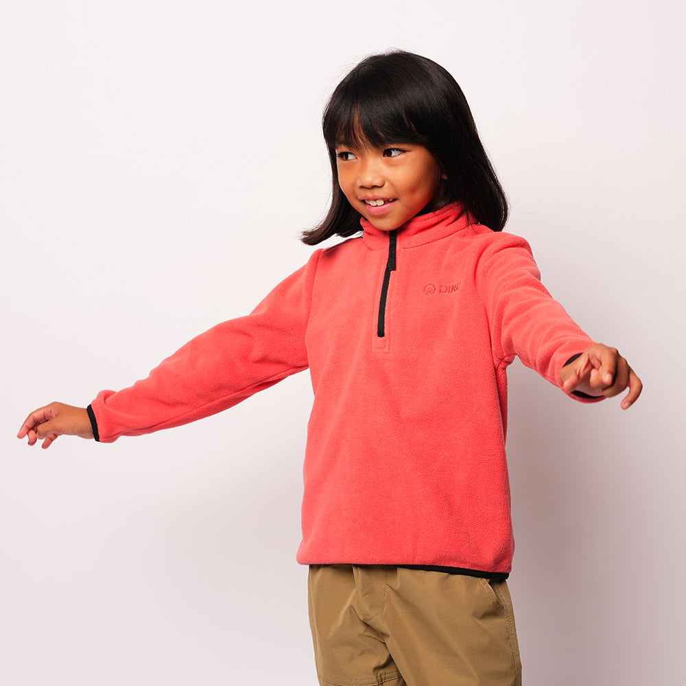 Pika Kids Fox Fleece 1/2 Zip Pullover (Spiced Coral/Black)