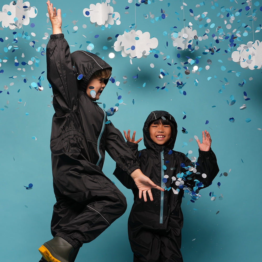 Pika Kids Kids Newt All in One WP Splash Suit Ski Suit (Black/Brittany Blue)