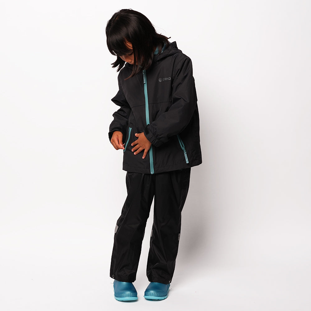 Pika Kids Owl 3in1 Waterproof Jacket (Black/Brittany Blue)