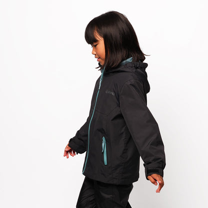 Pika Kids Owl 3in1 Waterproof Jacket (Black/Brittany Blue)
