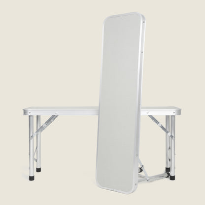 Klibreck Folding Camping Table with Benches (Grey)