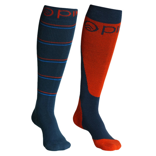 Pika Nevis Synthetic Ski Socks 2-Pack (Navy/Orange)
