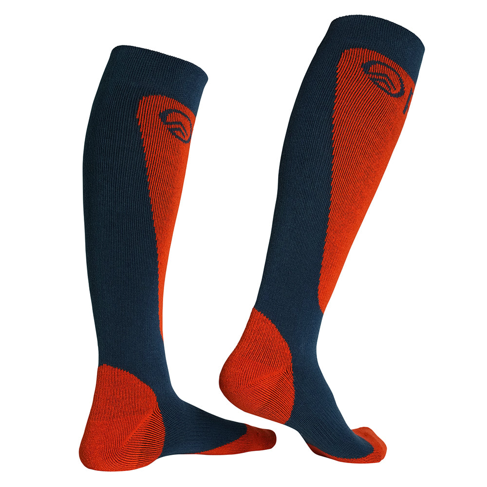Nevis Synthetic Ski Socks 2-Pack (Navy/Orange) – Pika