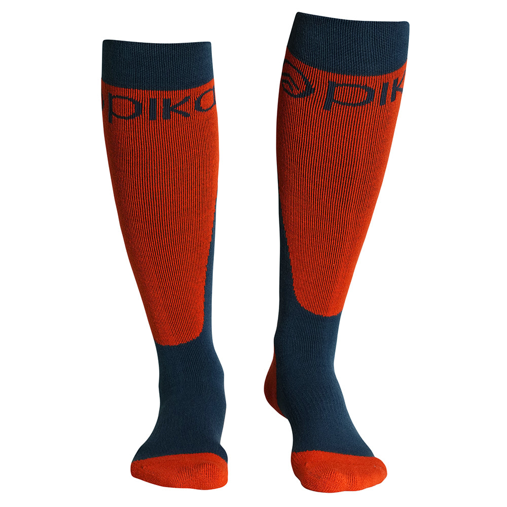 Nevis Synthetic Ski Socks 2-Pack (Navy/Orange) – Pika