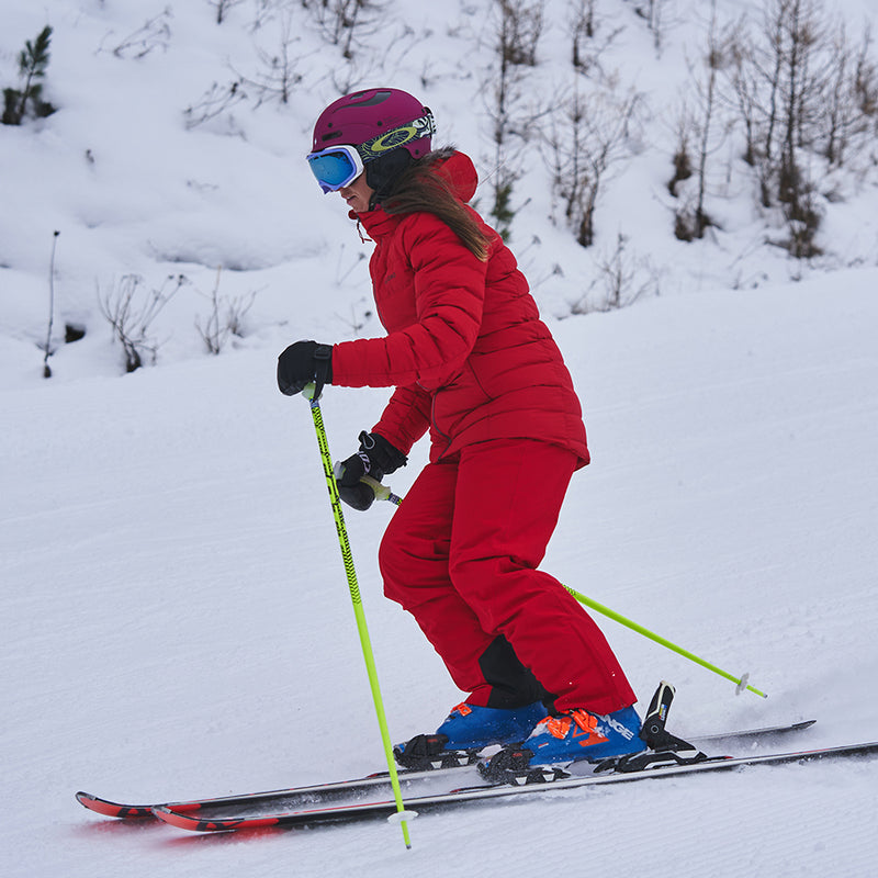 Poivre Blanc Women's Stretch Ski Bib Pant in Scarlett Red